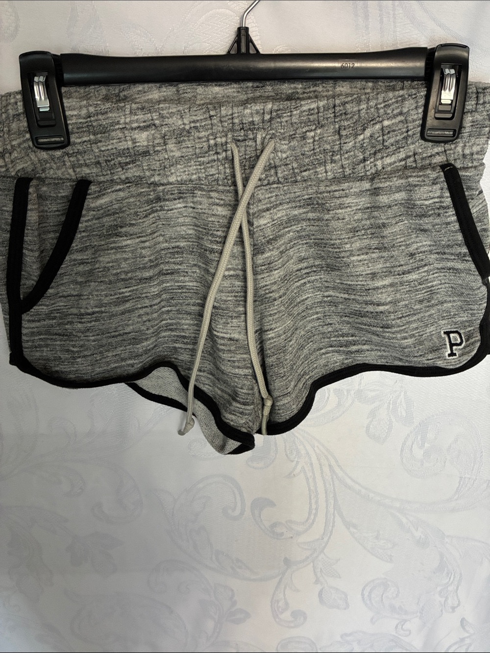 PINK Victoria's Secret Gray Marled Athletic Shorts with Black Trim